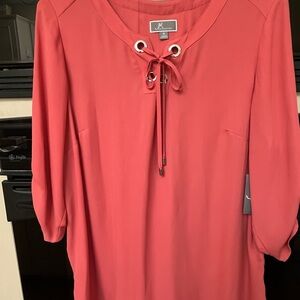 JM Collection Coral Lace-Up Blouse-NWT